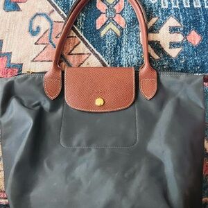 Longchamp Black and Brown Shoulder Bag